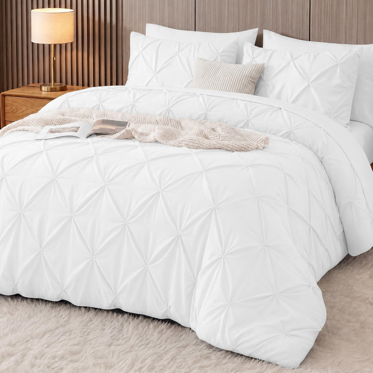 Utopia Bedding 7 Pc Pintuck Queen Comforter Set, 88 x 88 Inches, Pink