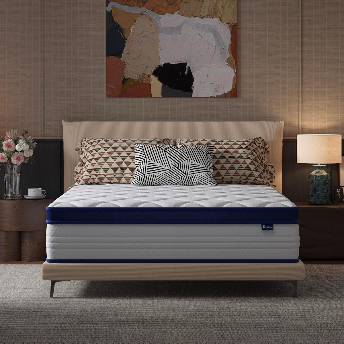 Avenco SleepSphere 10 Inch Queen Mattress, Queen Size Mattresses with Smart Coil Spring Technology for Pressure Relief, Breathable Cover Motion Isolation CertiPUR-US Certified Bed Mattress in a Box