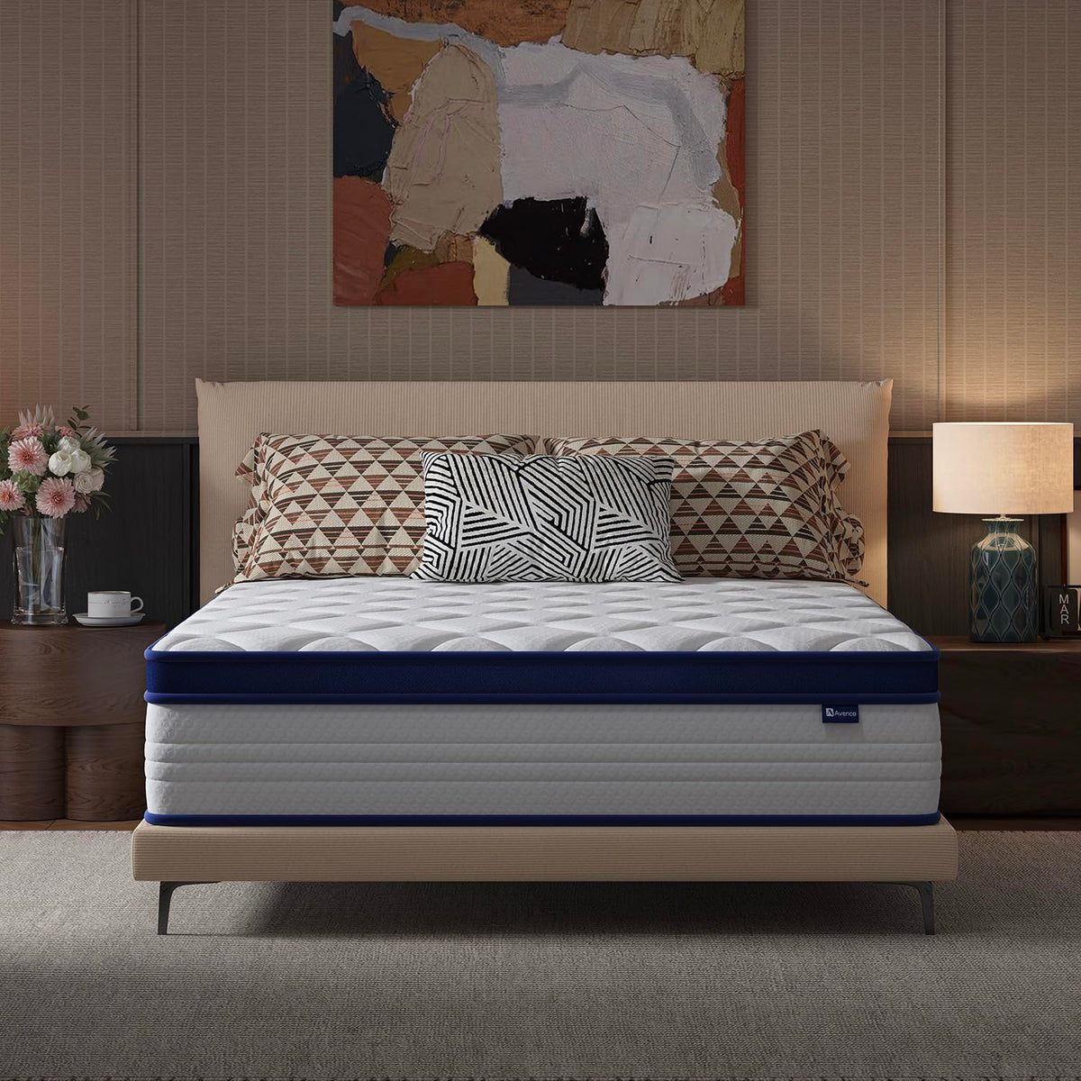 Avenco SleepSphere 10 Inch Queen Mattress, Queen Size Mattresses with Smart Coil Spring Technology for Pressure Relief, Breathable Cover Motion Isolation CertiPUR-US Certified Bed Mattress in a Box