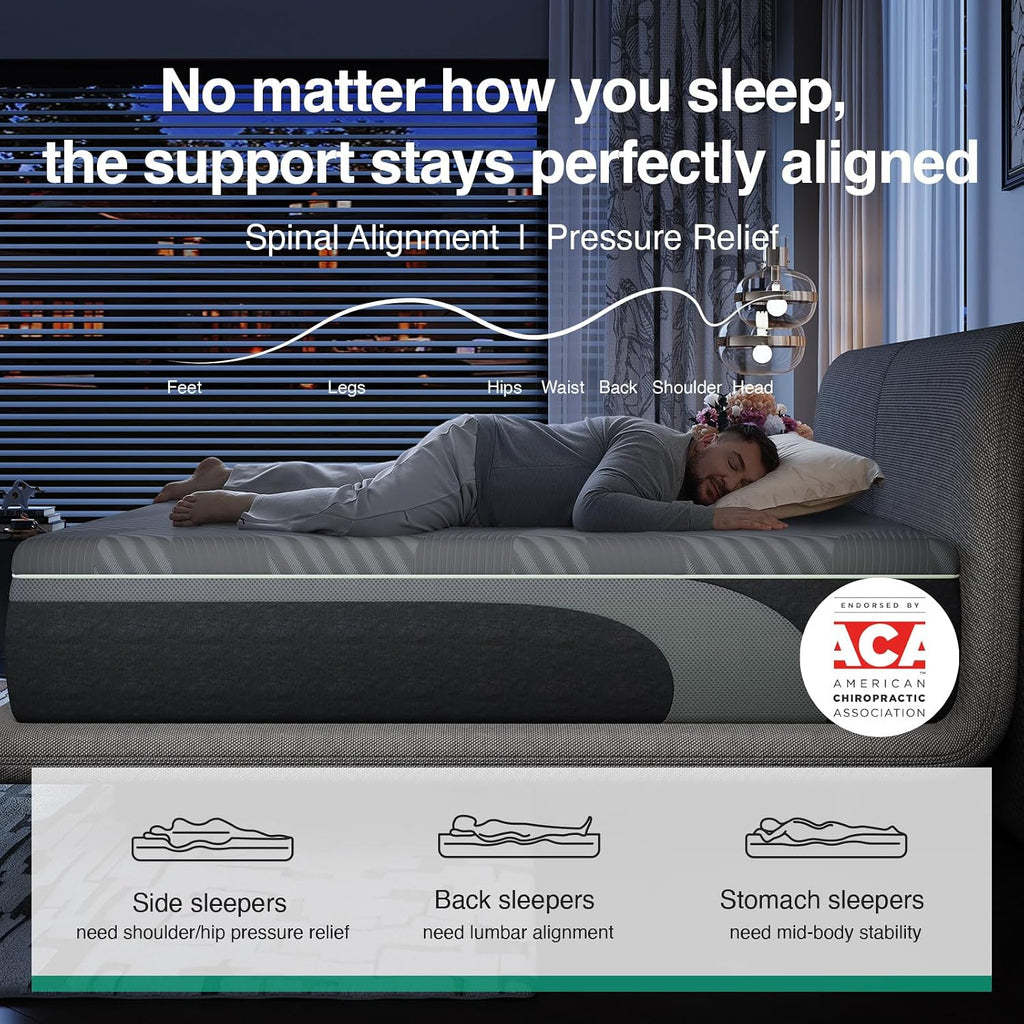 Novilla AiryFlow Full Size Mattress 14 Inch, Gel Memory Foam Mattress Full