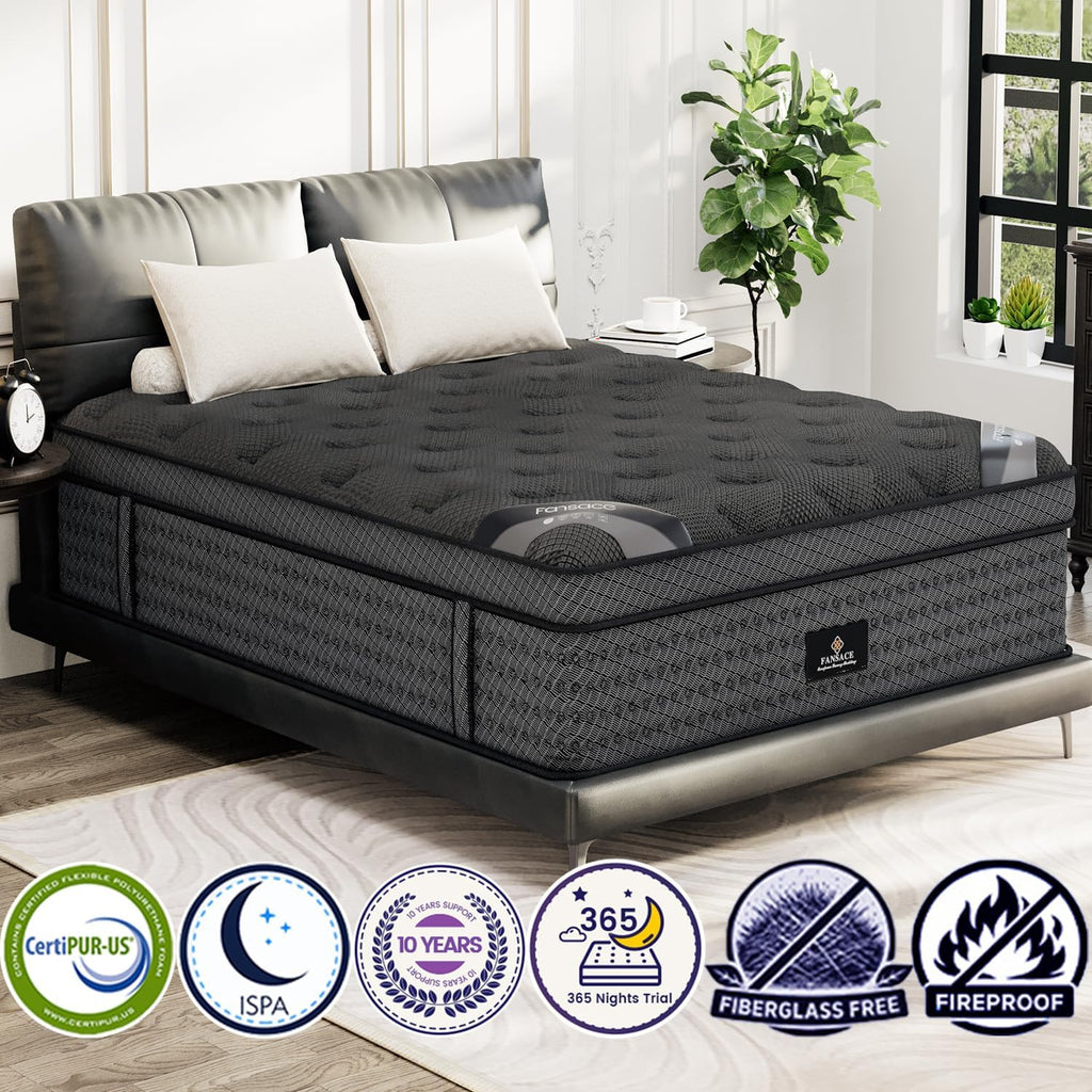 (High-End Upgraded) Luxury 12 Inch Queen Size Hybrid Mattress in a Box