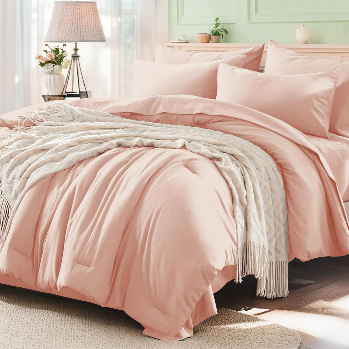 Anluoer Full Size Comforter Sets, 7 Piece Bed in a Bag Full Bedding Sets