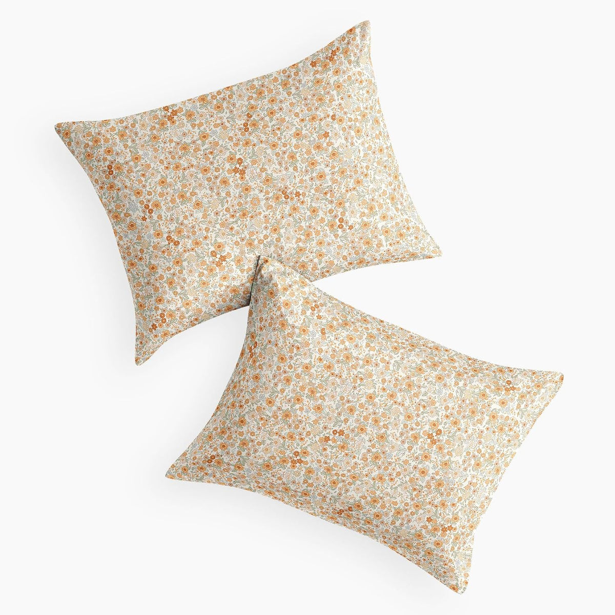 Wake In Cloud - Floral Pillow Cases, Cute Vintage Flower Shabby Chic Coquette Cottagecore Aesthetic, Set of 2 Soft Pillowcases Pillow Shams Covers, Cream Orange, Standard Size 20x26 Inches
