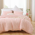YIRDDEO Twin Size Comforter 2Pcs, Blush Pink Boho Chevron Bedding Sets