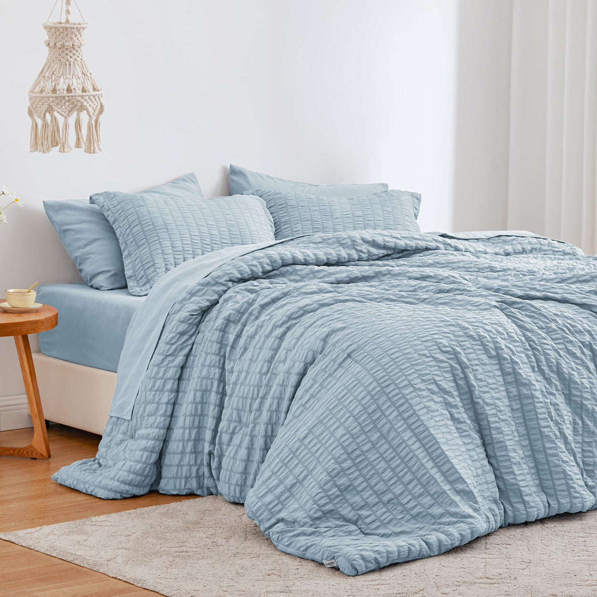 Love's cabin Seersucker Pink Twin Comforter Set