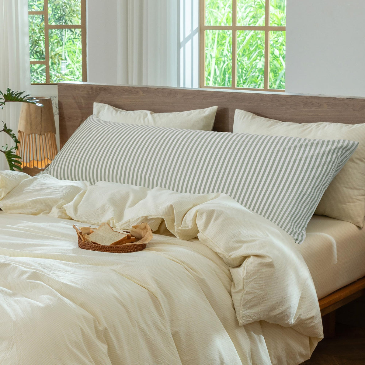 MOOMEE Pillowcase Set of 2 100% Washed Cotton Linen-Like King