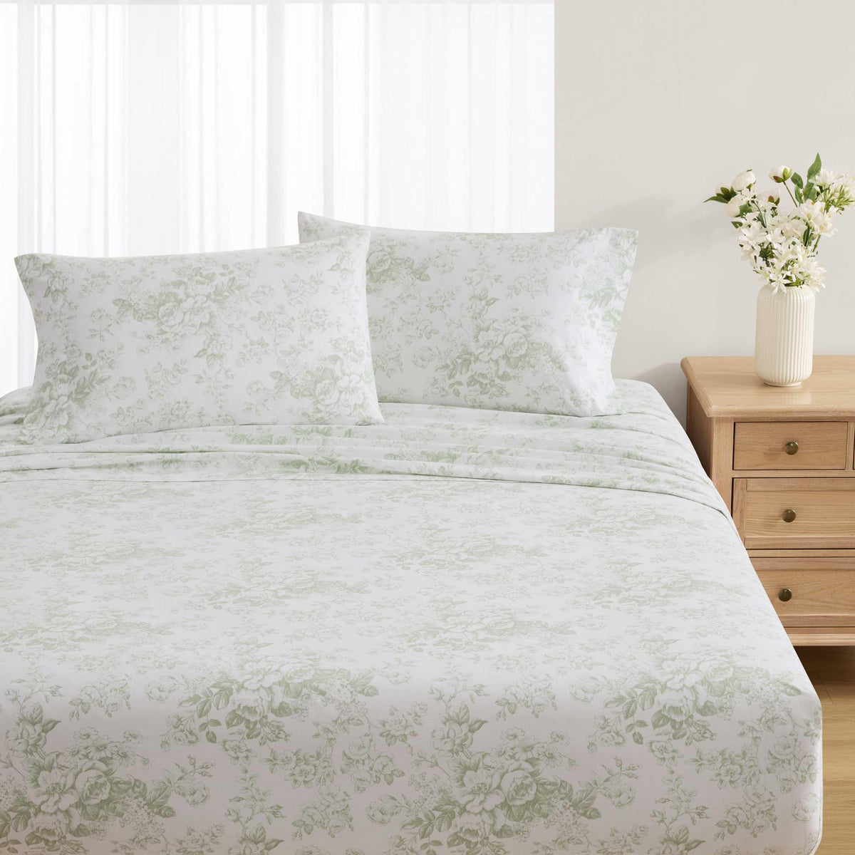 Laura Ashley - Standard Size Cotton Percale Pillowcase Set, 2 Pack