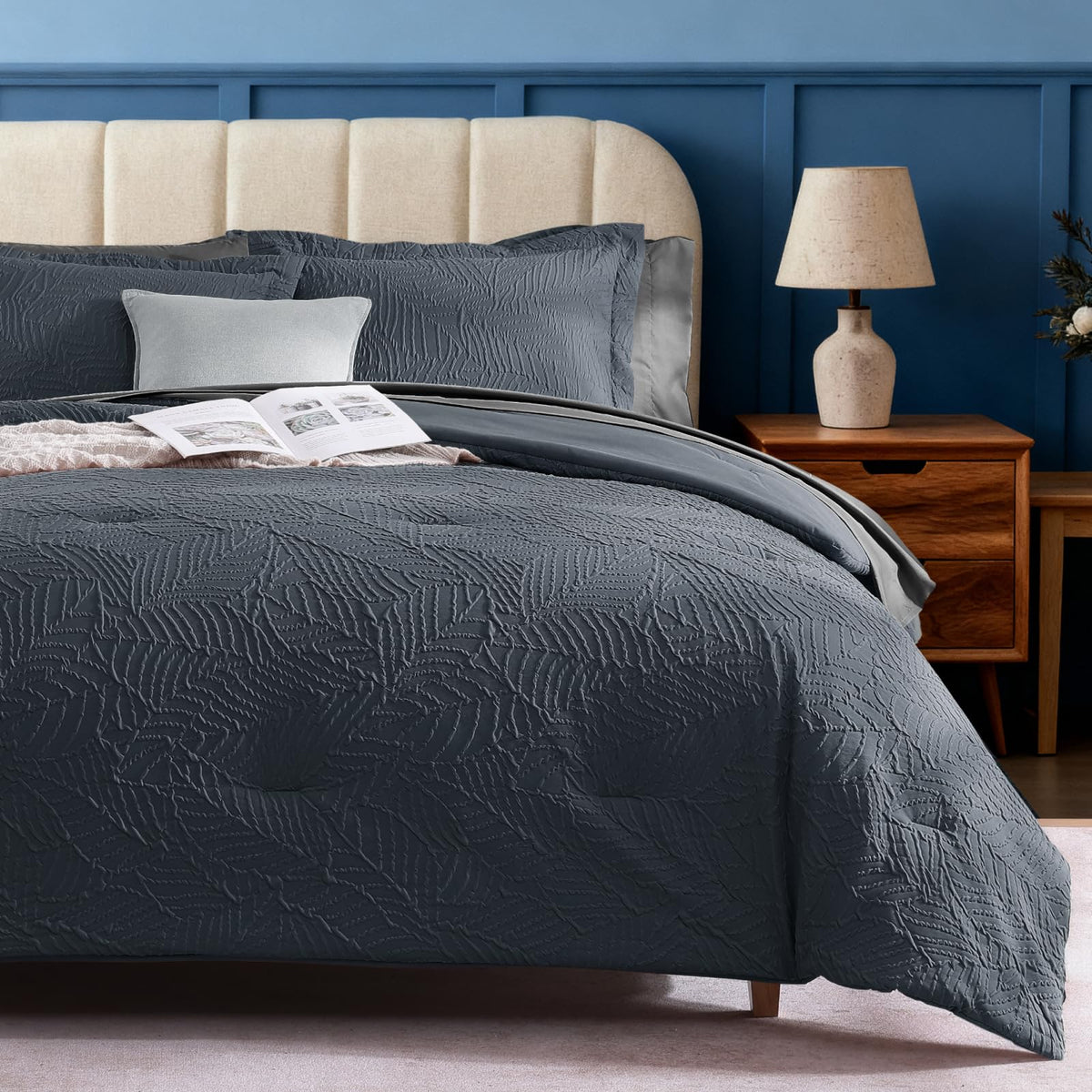 King Size Comforter Set- 7 Pieces Dark Green Bed in a Bag King Bedding Sets
