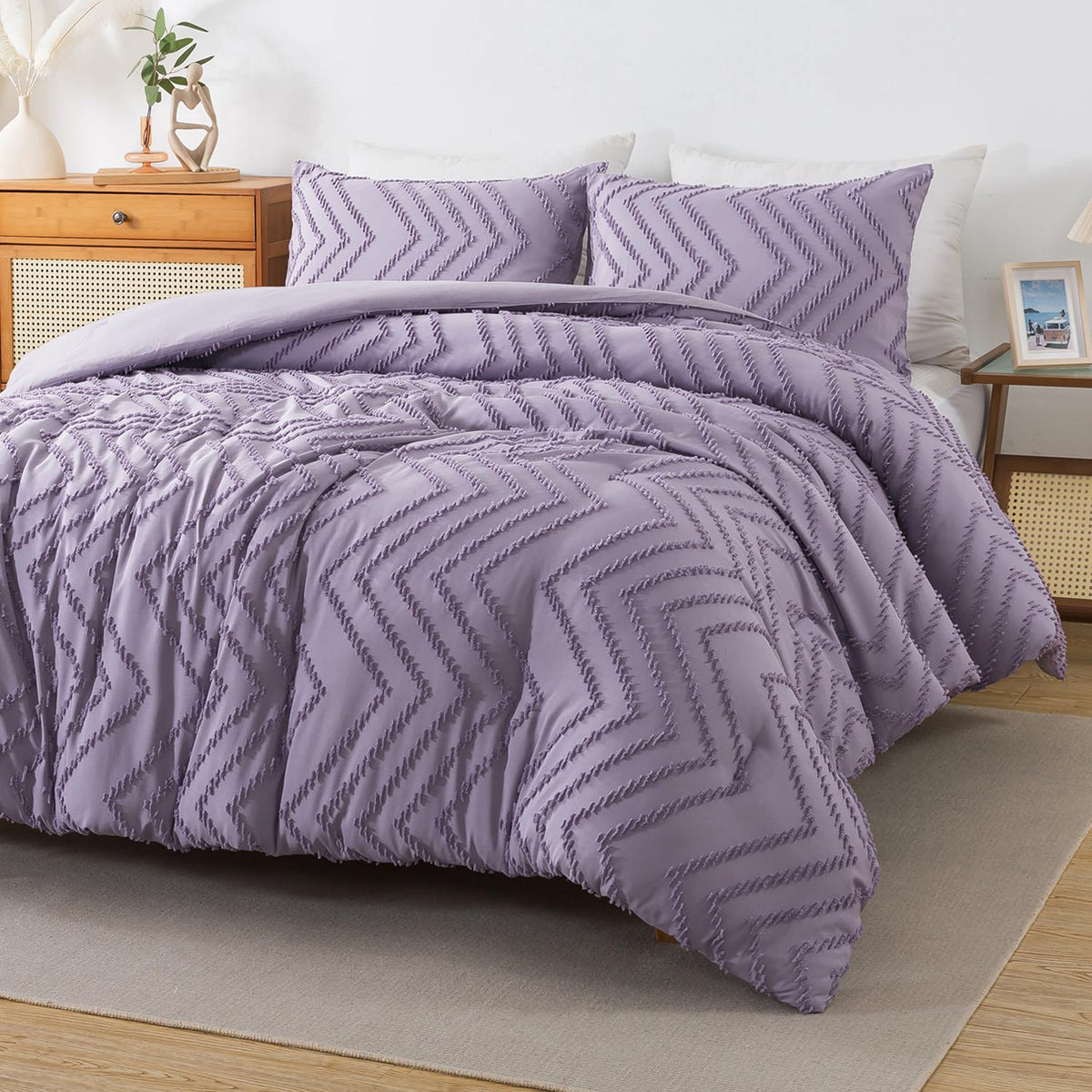 Andency Queen Comforter Set Beige, 3 Pieces Comforters Queen Size Bed Set