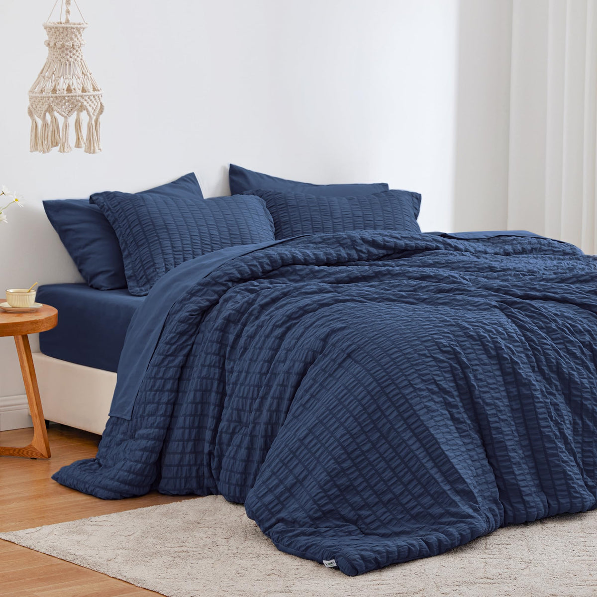 Love's cabin Seersucker Pink Twin Comforter Set
