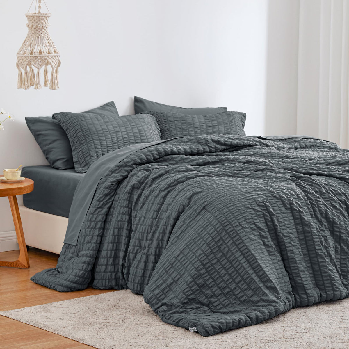 Love's cabin Seersucker Pink Twin Comforter Set