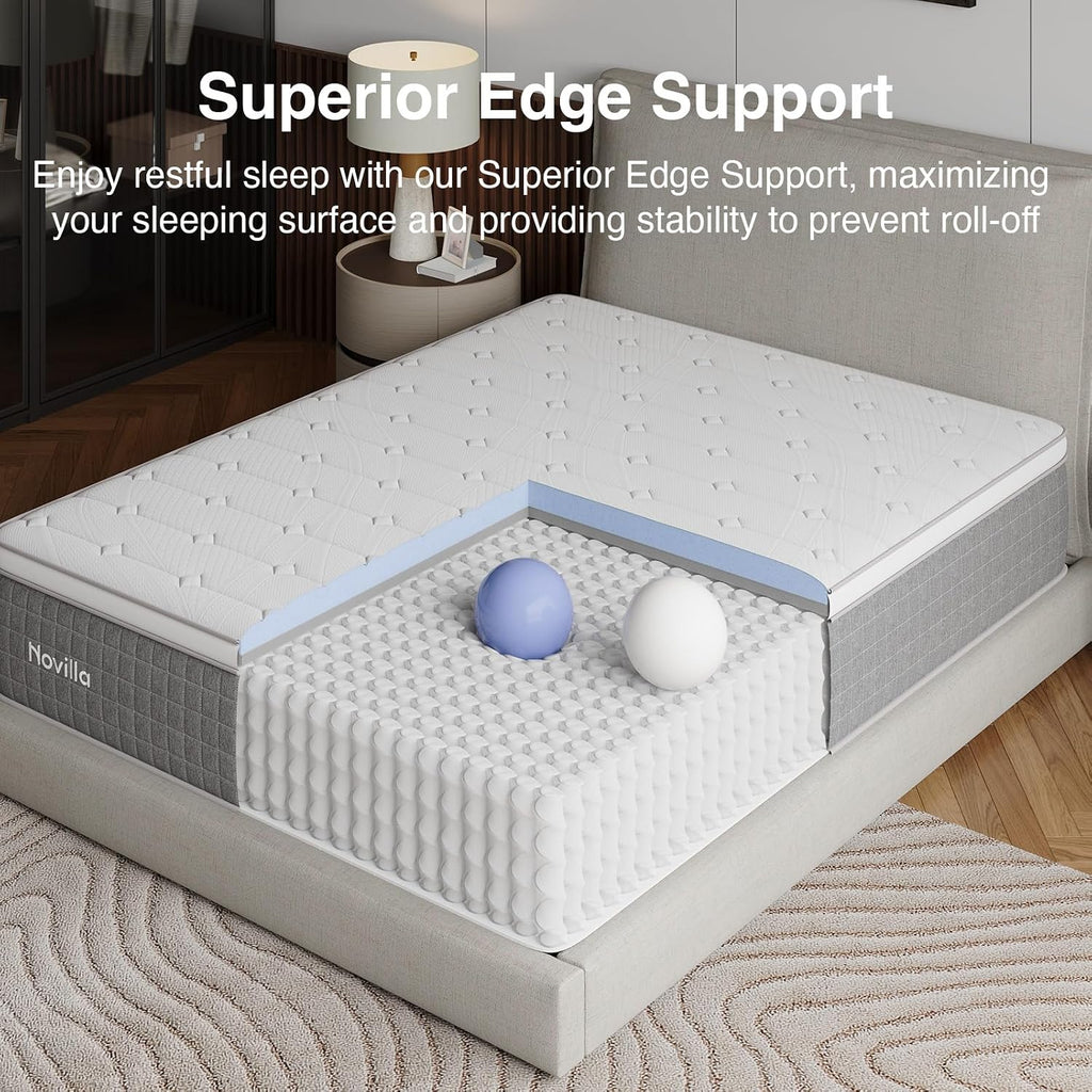 Novilla 14 Inch King Mattress,King Size Gel Memory Foam Hybrid Mattress