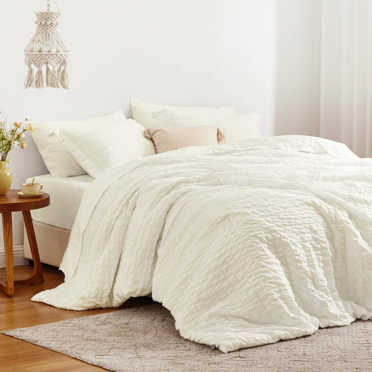 Love's cabin Seersucker Pink Twin Comforter Set