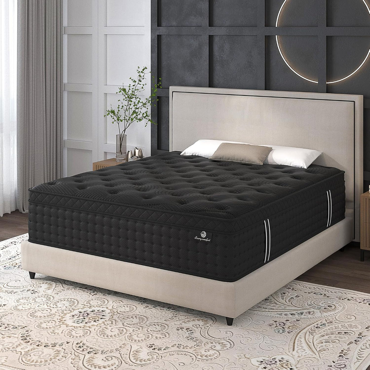 Medium Firm Hybrid Bed Mattress, Black,Full Size Mattress 14inch