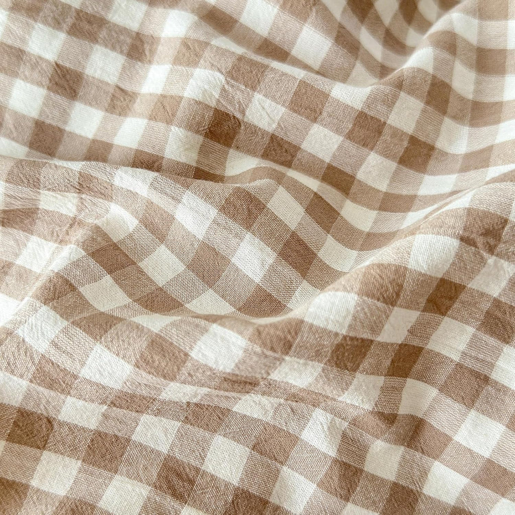 Tan Gingham Pillowcases Set Farmhouse Standard Size Pillow Shams Buffalo Taupe Plaid Pillowcases Set of 2, Grid Checkered Gingham Washed Cotton Pillow Covers with Envelope Closure, 20"×26"