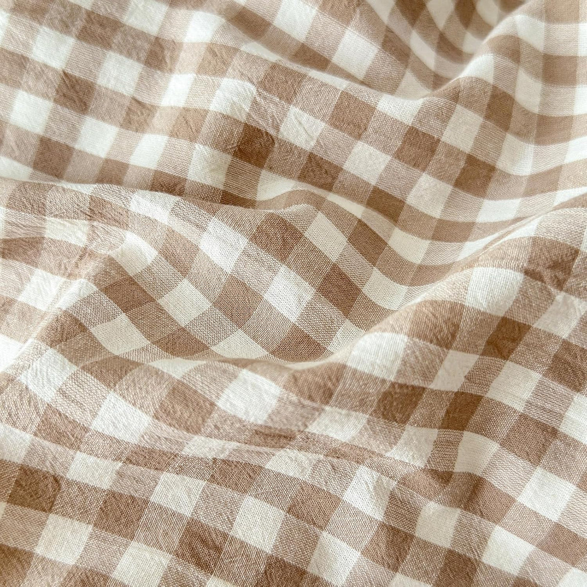 Tan Gingham Pillowcases Set Farmhouse Standard Size Pillow Shams Buffalo Taupe Plaid Pillowcases Set of 2, Grid Checkered Gingham Washed Cotton Pillow Covers with Envelope Closure, 20"×26"