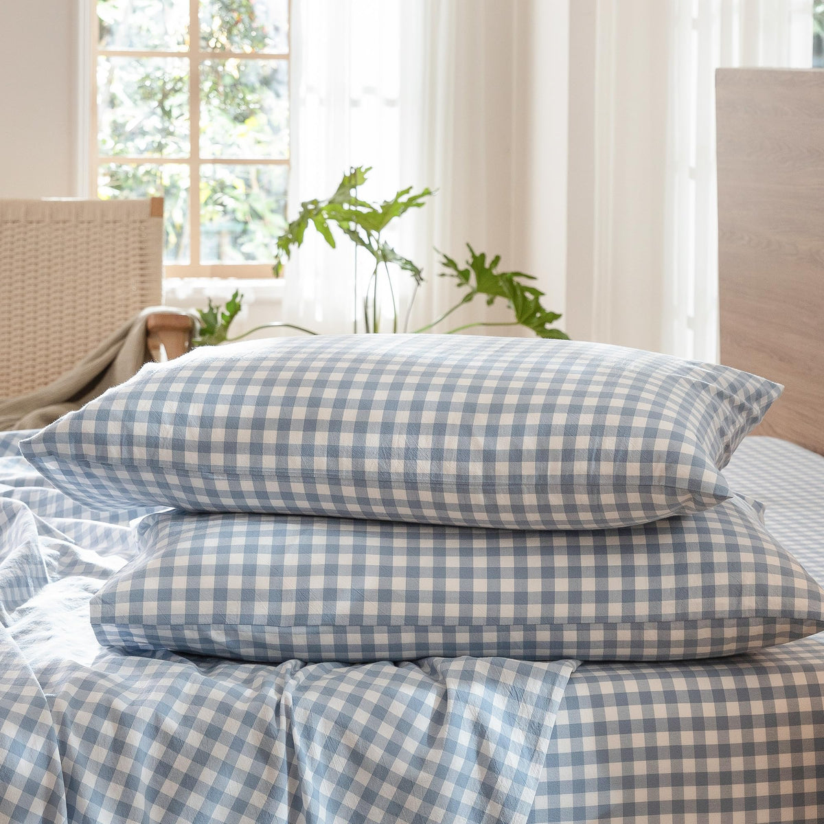 MOOMEE Pillowcase Set of 2 100% Washed Cotton Linen-Like King