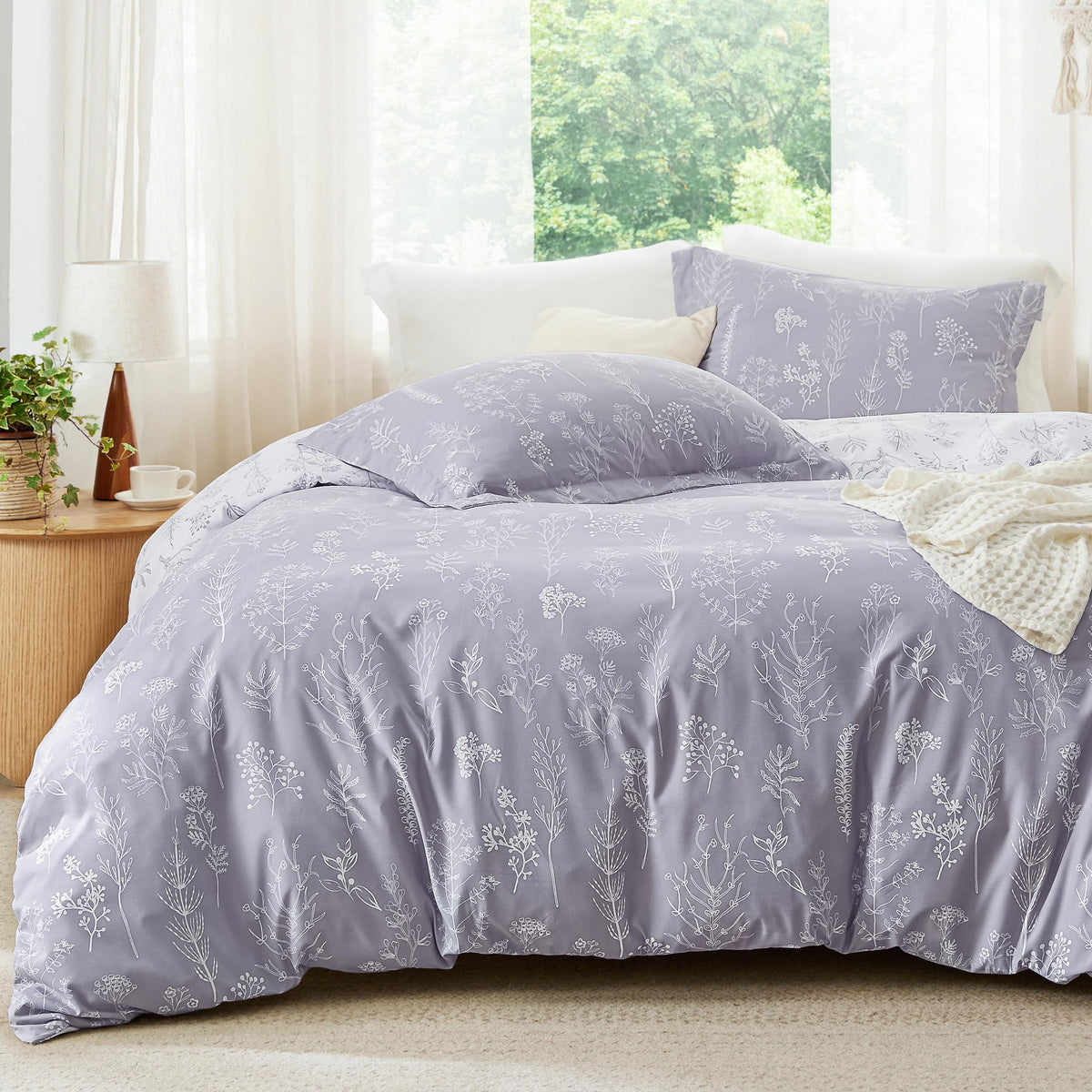 Bedsure Floral Comforter Set Cute Bedding Set California King Sage Green