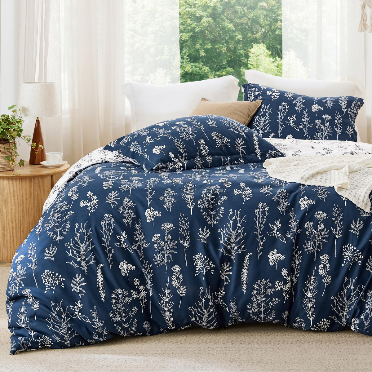 Bedsure Floral Comforter Set Cute Bedding Set California King Sage Green