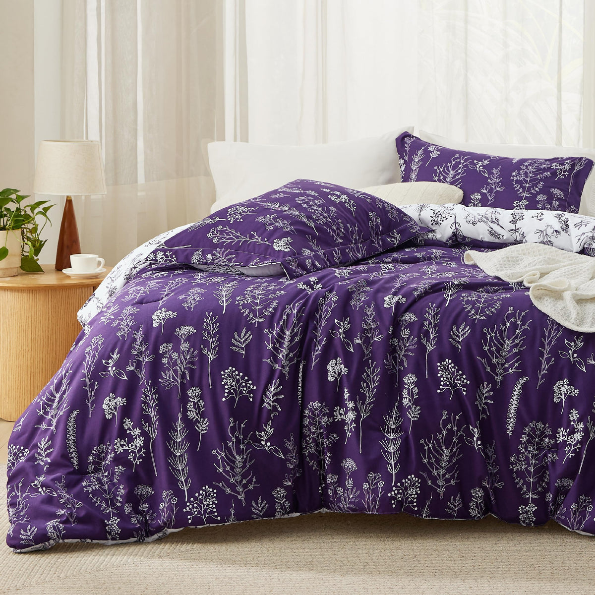 Bedsure Floral Comforter Set Cute Bedding Set California King Sage Green