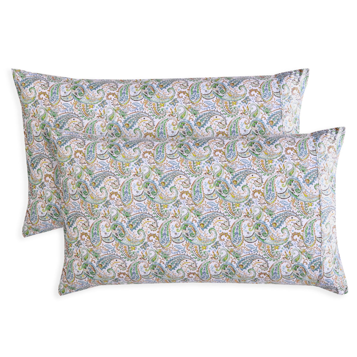 Elegant Comfort Ultra Soft Set of 2 Floral Print Pillowcases - 1500 Premium Hotel Quality Microfiber, Soft and Smooth Envelope Closure 2-Piece Pillow Covers - Standard/Queen, Paisley Gray