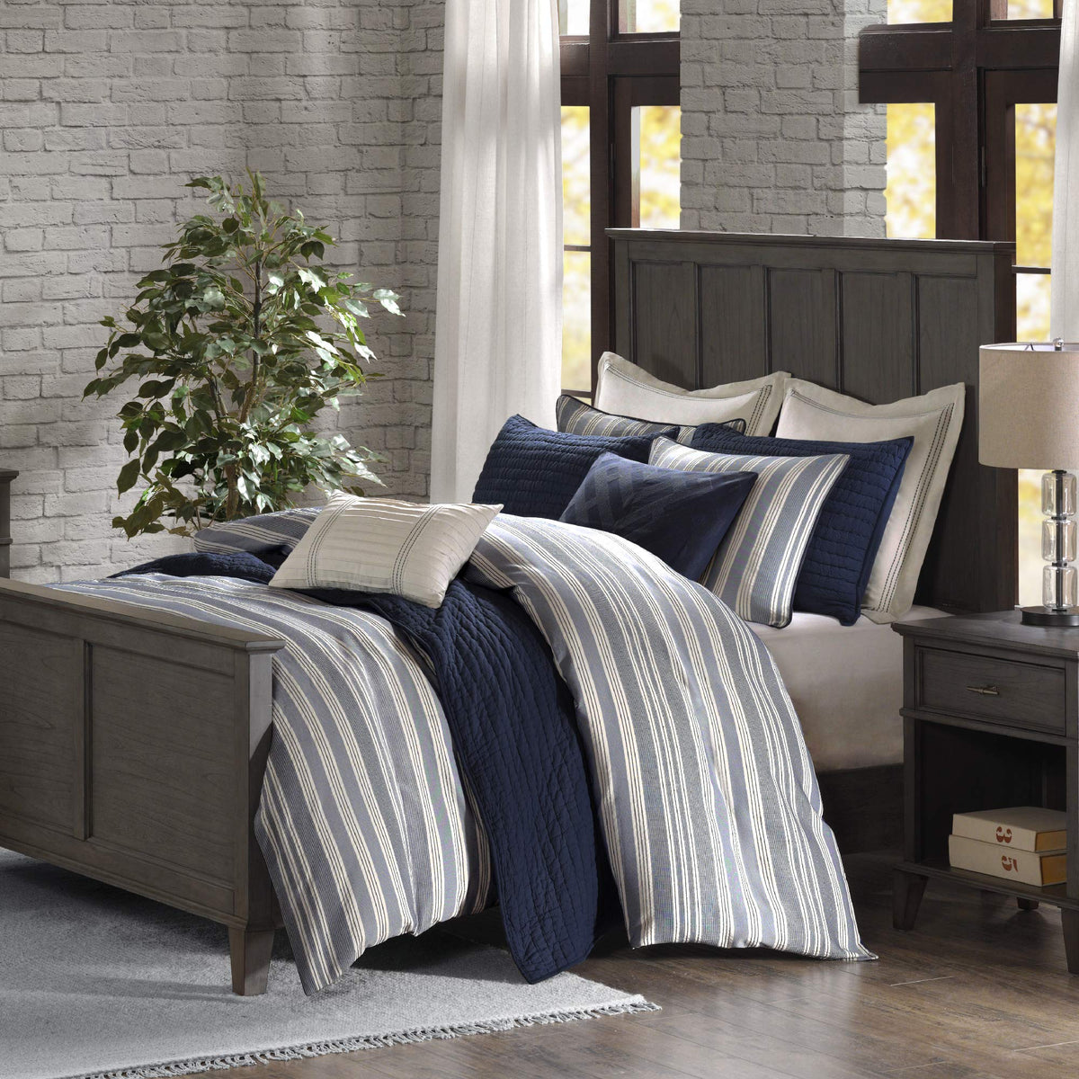 Madison Park Signature Cotton Comforter Set Oversized King Neutral 8PC