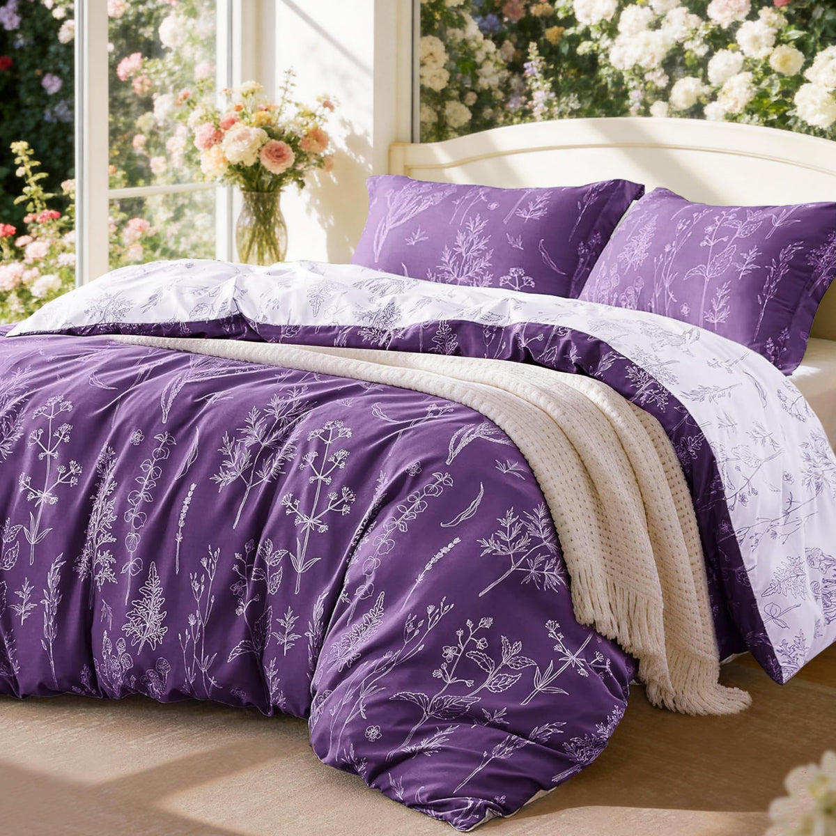 Love's cabin Floral Comforter Set Cute Bedding Full Reversible 3Pcs Pink