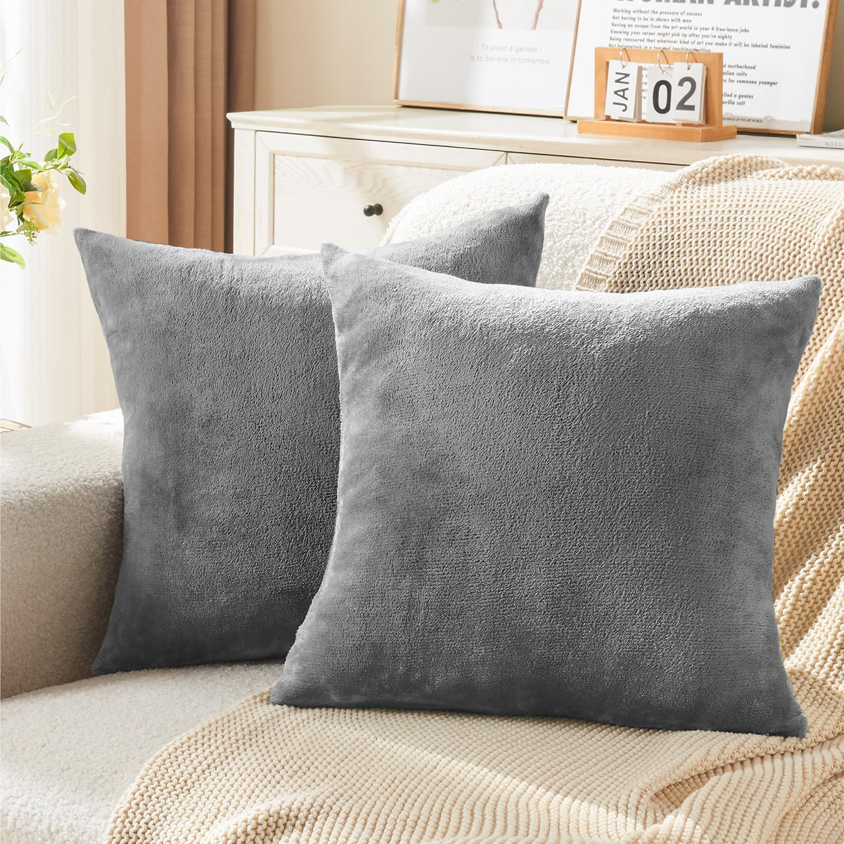 BEDELITE Body Pillow Cover with Zipper, Gray, 20x54 Inch, 1 Pack