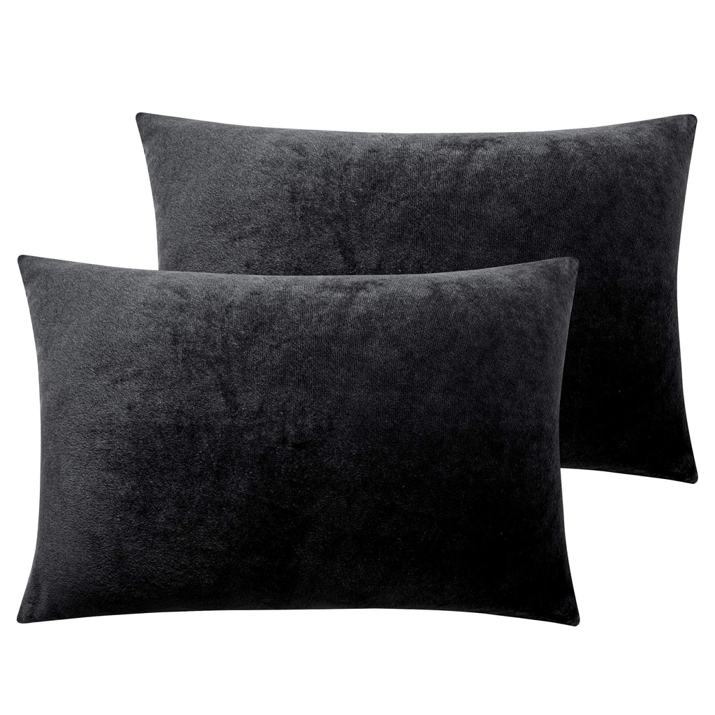 NTBAY King Velvet Pillowcases, Set of 2, Zipper, Camel