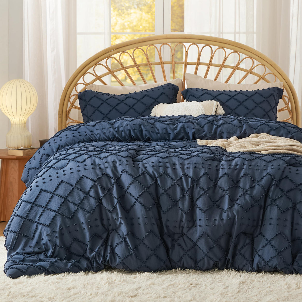 Bedsure Boho Tufted Beige Comforter Set, Oversized King