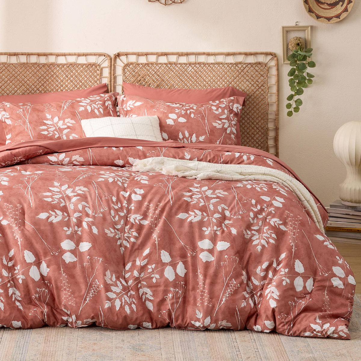 Bedsure Sage Green Queen Comforter Set, Floral Bedding Sets, 7 Piece