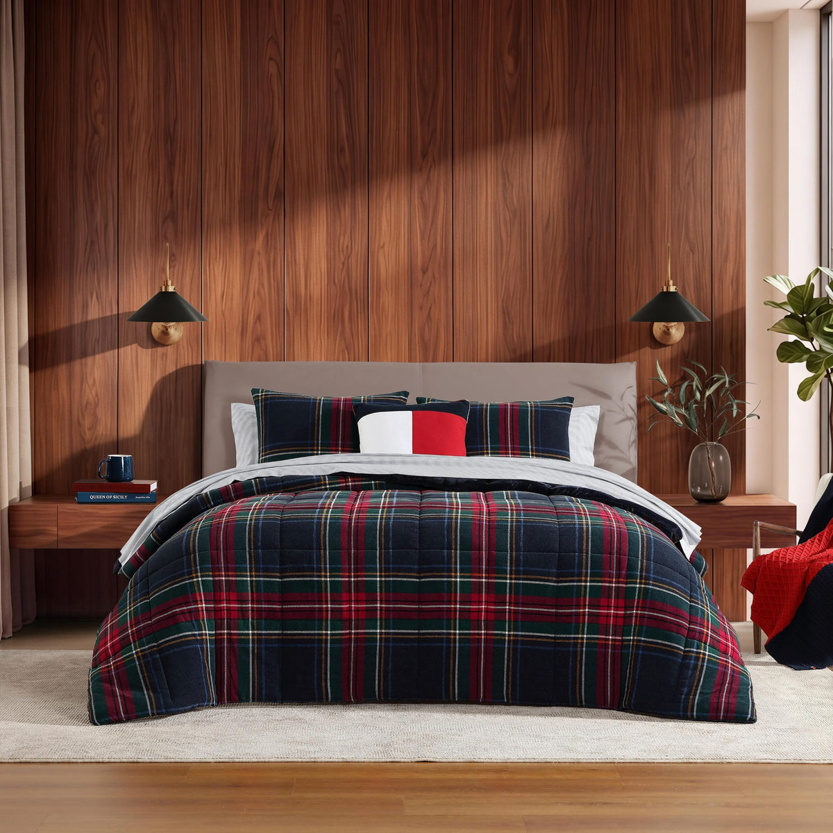 Tommy Hilfiger - Queen Comforter Set with Shams, Reversible Plush Bedding