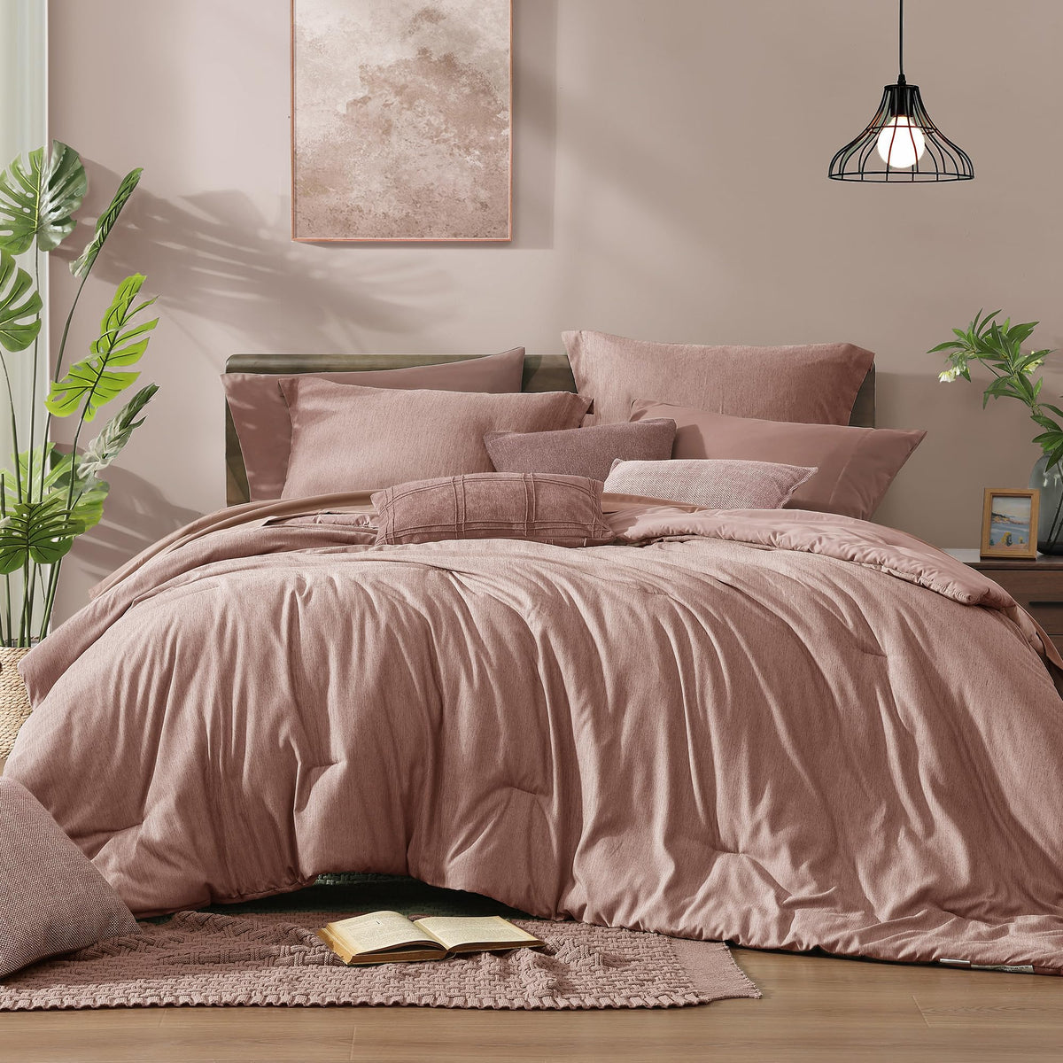 Monbix Queen Comforter Set Deep Forest 7 Pieces Bed in a Bag
