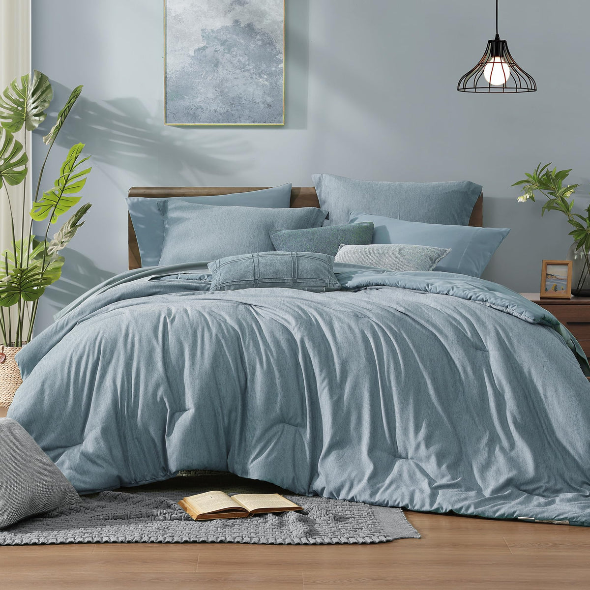 Monbix King Size Comforter Set Sage Green 7 Pieces Bed in a Bag