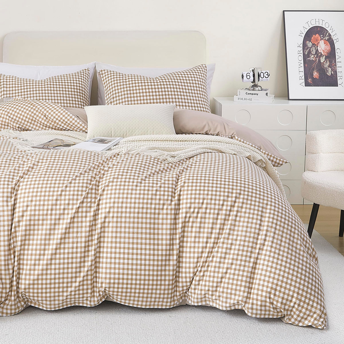 Oli Anderson King Comforter Set, Blue Gingham, Reversible, 3 Pieces