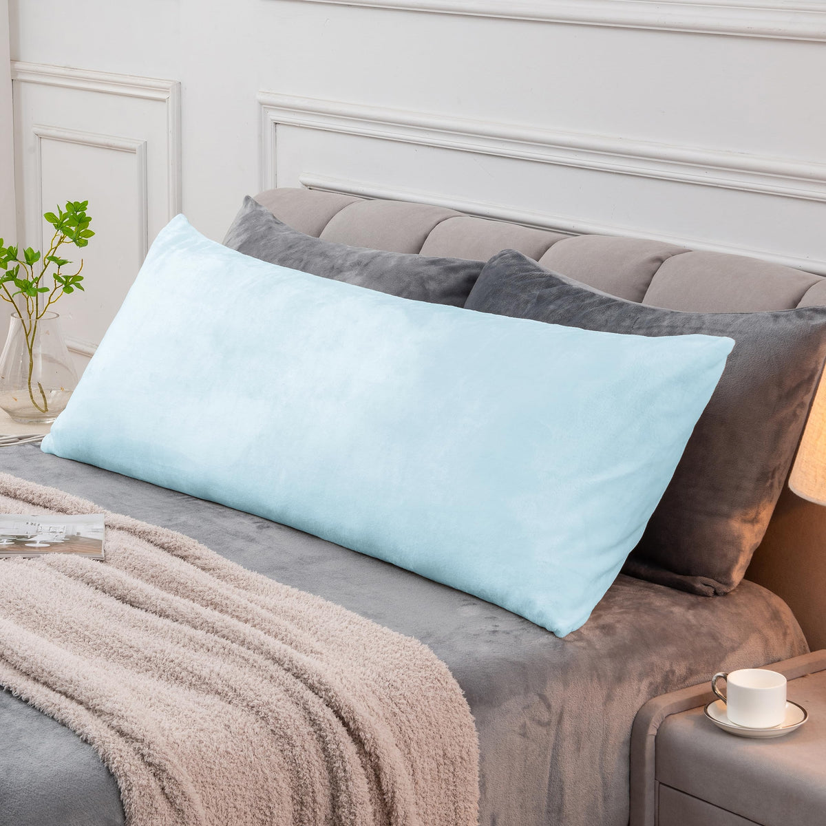 BEDELITE Body Pillow Cover with Zipper, Gray, 20x54 Inch, 1 Pack