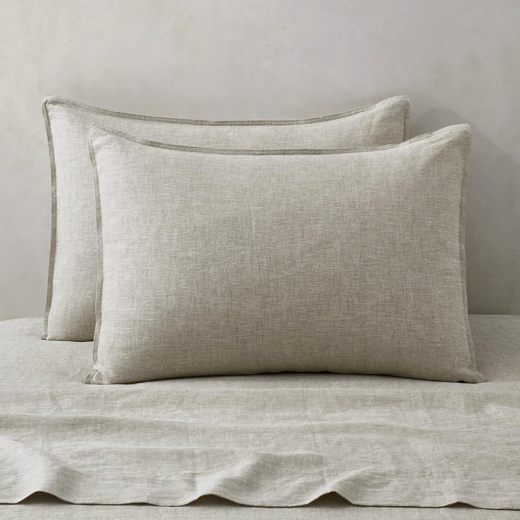 ATLINIA 100% Linen Pillow Shams Standard Size Natural Linen Pillow Case