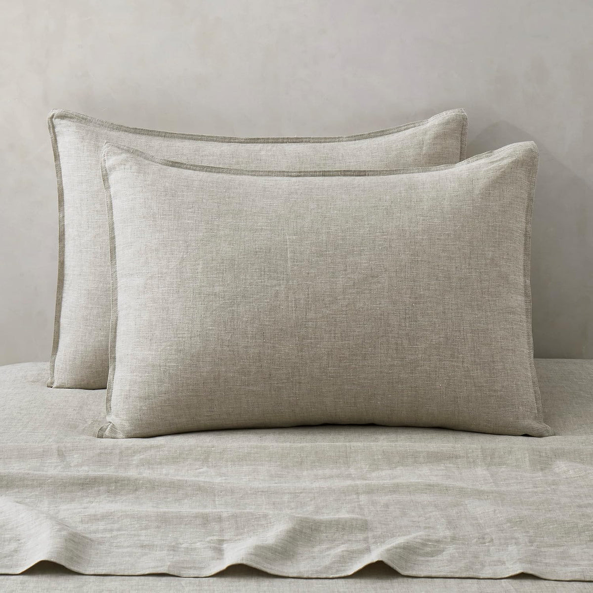 ATLINIA 100% Linen Pillow Shams Standard Size Natural Linen Pillow Case