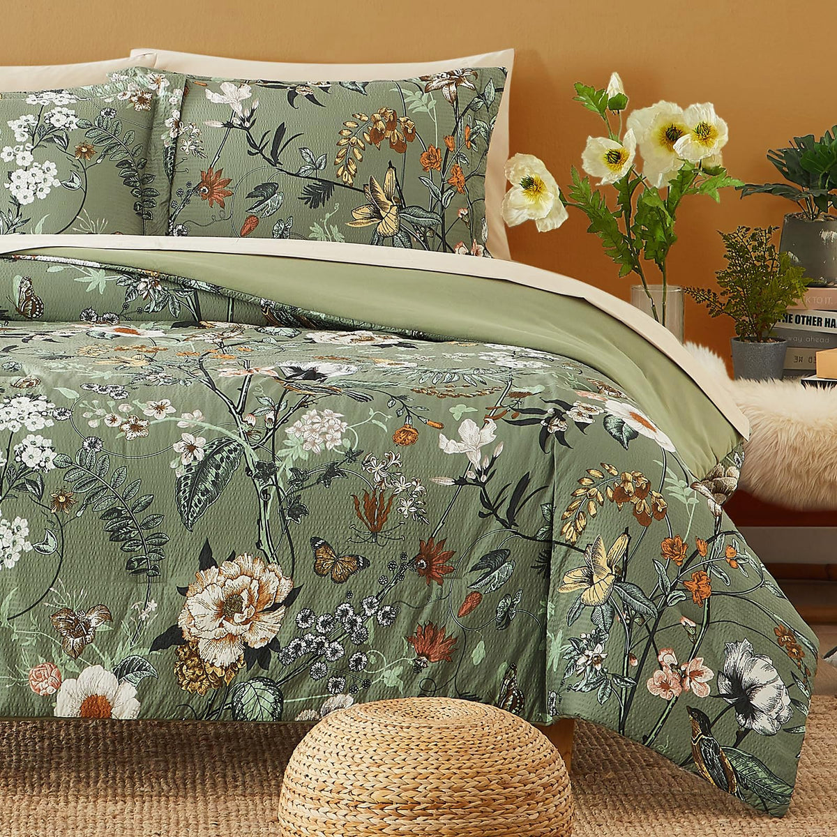 Full Size Comforter Sets - 7 Pieces Floral Bed in a Bag Full Bedding Set