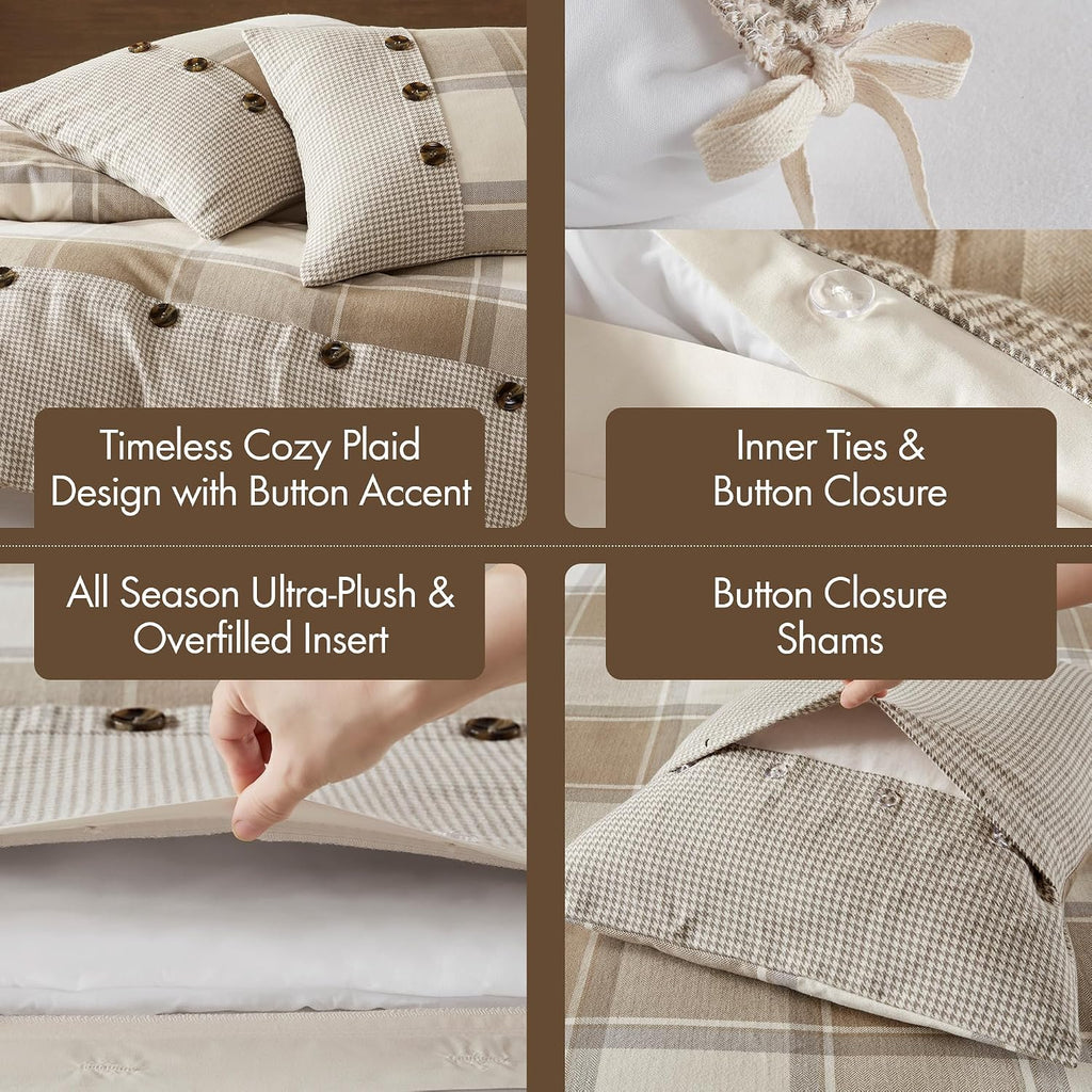 Madison Park Signature Cotton Comforter Set Oversized King Neutral 8PC