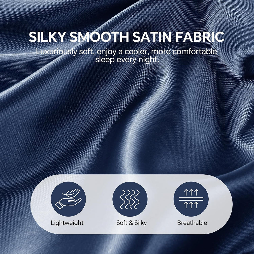 HOMBYS 2 Pack Satin Cervical Pillowcases (Only Pillowcase), Silky Butterfly-Shaped Contour Pillow Cover Cervical Neck Pillow Case with Zipper for Side Back Stomach Sleepers (Navy Blue, Queen Size)