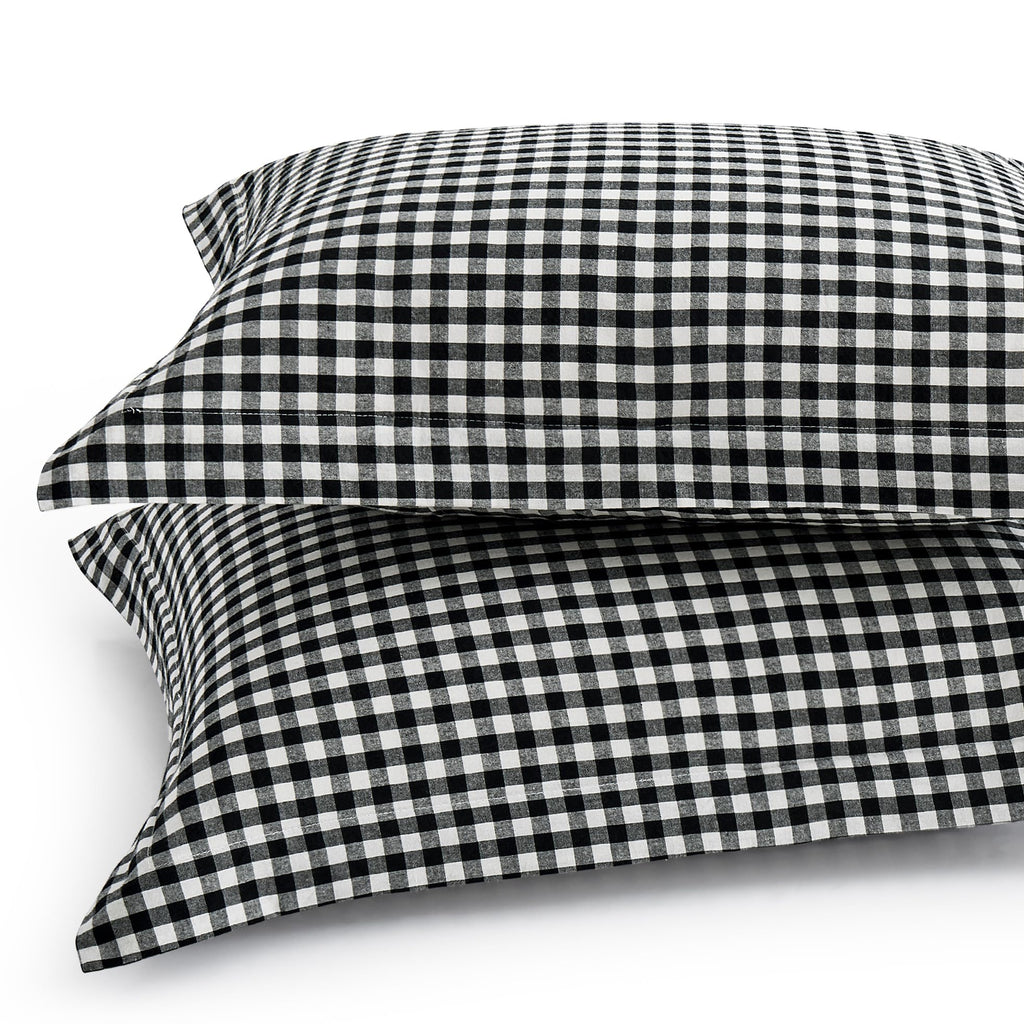Sage Green Plaid Gingham Pillowcases, 20x26 Inches, Set of 2