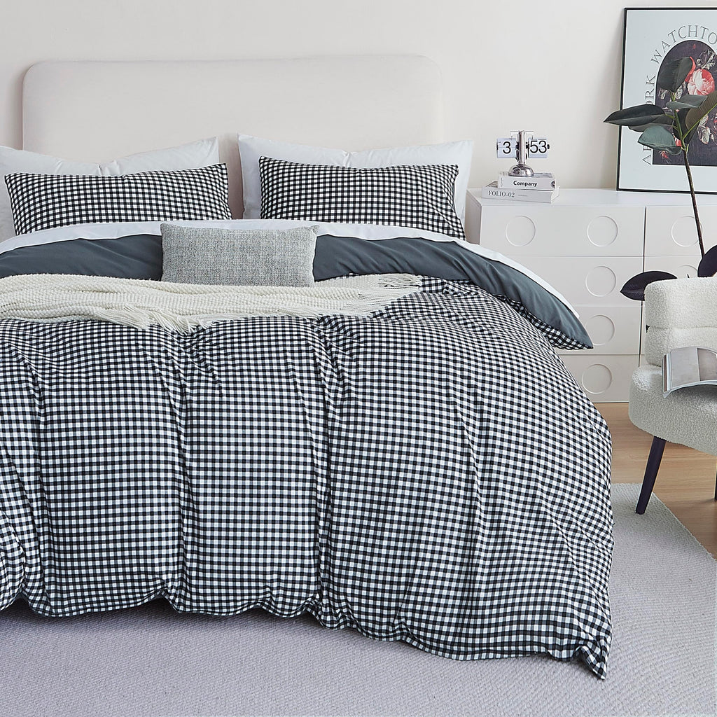 Oli Anderson King Comforter Set, Blue Gingham, Reversible, 3 Pieces