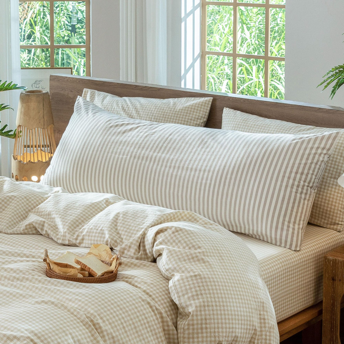MOOMEE Pillowcase Set of 2 100% Washed Cotton Linen-Like King
