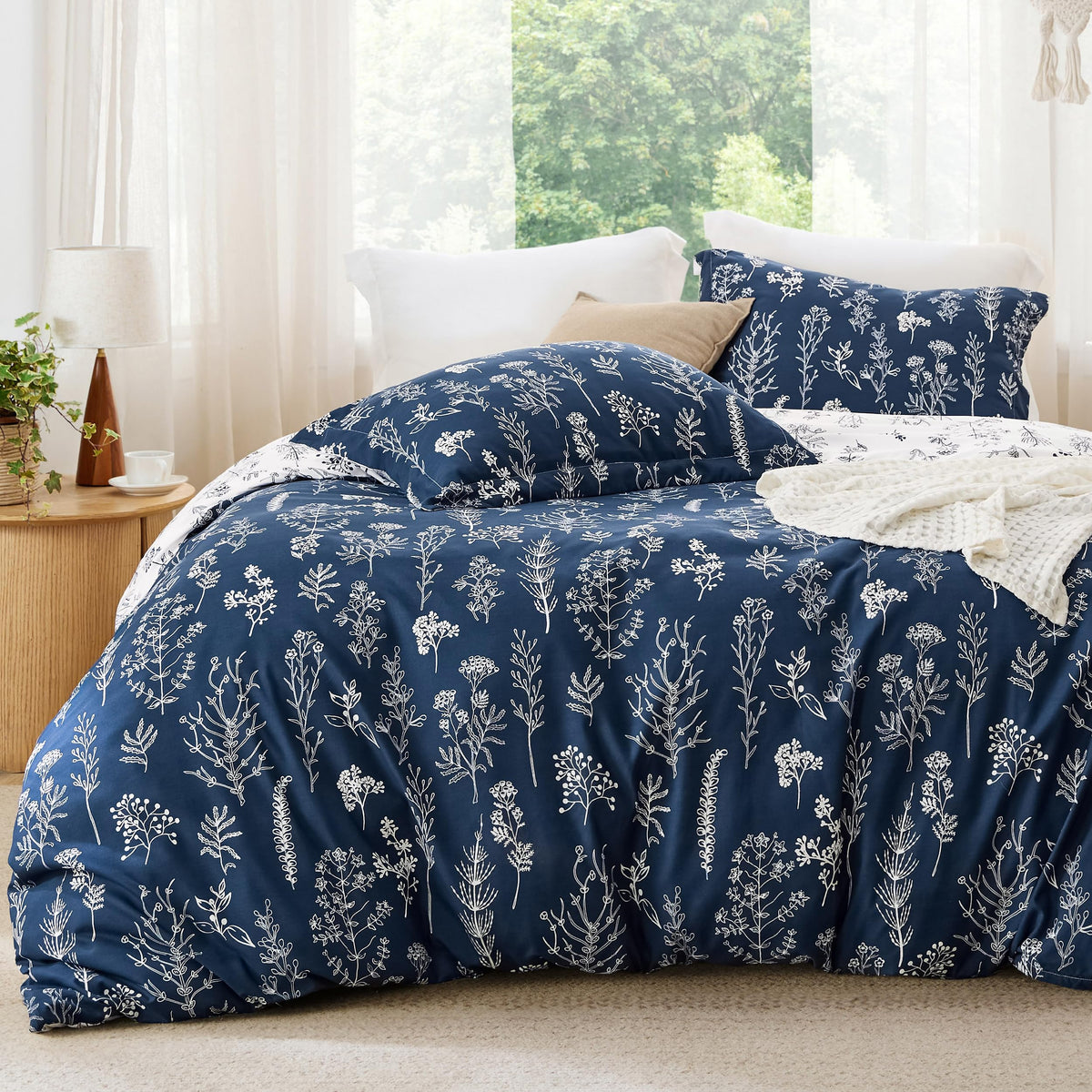 Bedsure Floral Comforter Set Cute Bedding Set California King Sage Green