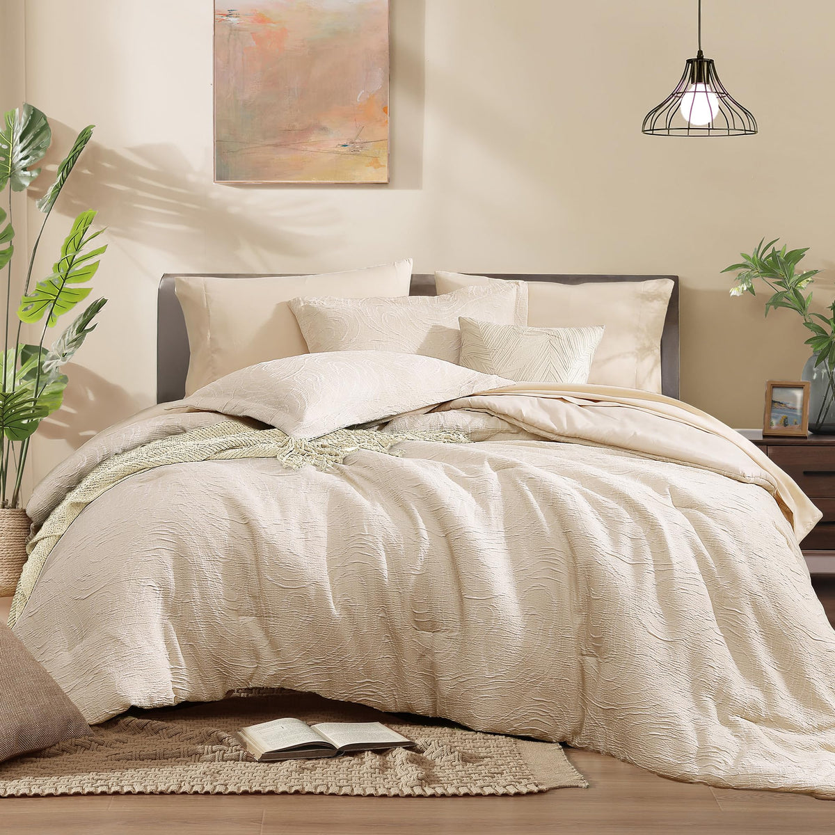 Monbix Queen Comforter Set Deep Forest 7 Pieces Bed in a Bag