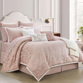 LANCO MODERN LIFESTYLE Taupe California King Comforter Set, Classic Jacquard Floral 14 Pieces Bedding Set, Ultra Soft for All Seasons, Sheets, Bedskirt, Throw,Matching Shams and Decor Pillows
