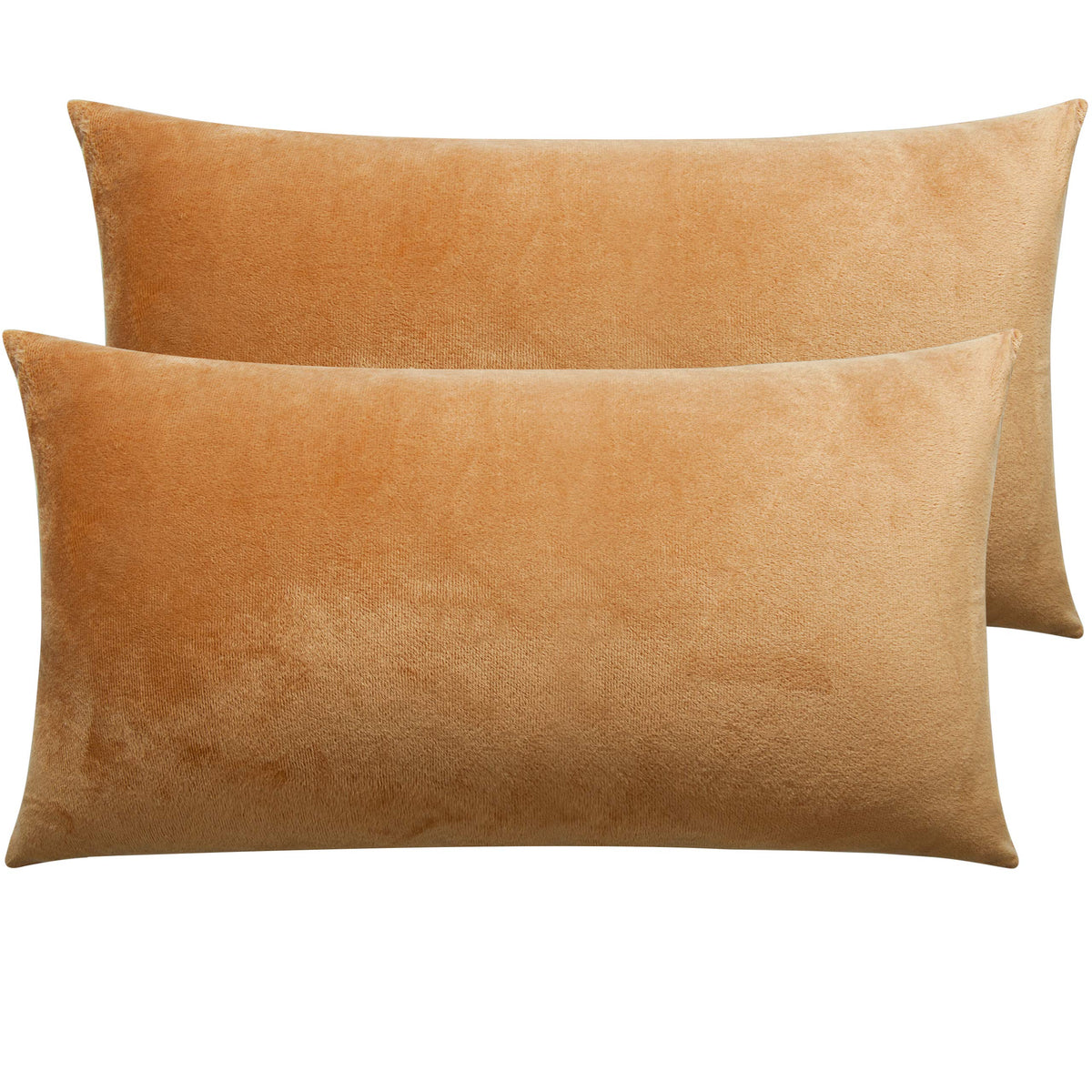 NTBAY King Velvet Pillowcases, Set of 2, Zipper, Camel