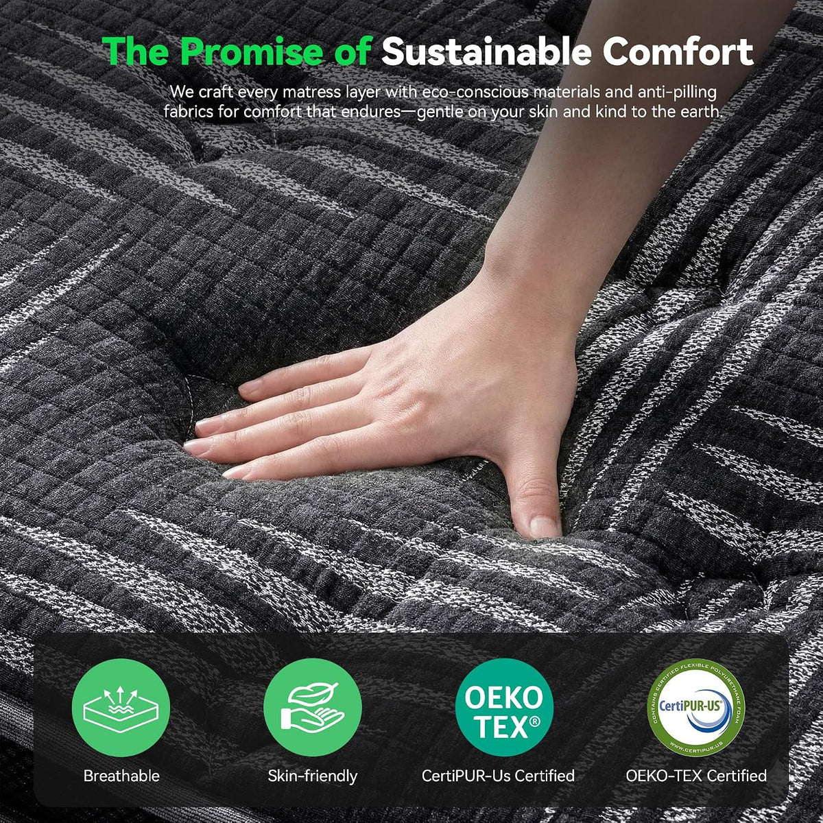 10 Inch Queen Hybrid Mattress with Gel Memory Foam & Pocket Springs