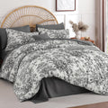 Queen Comforter Set 8 Pieces, Floral Comforter Set Blue, Bed in a Bag Queen